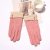 Autumn and Winter Jacquard Autumn and Winter Solid Color Pink Finger Gloves Spot Warm Spring Cat's Paw Leather Gloves Factory Direct Supply