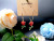 Rongyu Fashion Big Circle Green Leaf Red Roses Earrings Korean Style 14K Gold Plated Online Influencer Jewelry Valentine's Day Gift