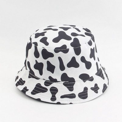 Cross-Border E-Commerce Hot Sale Cow Pattern Printing Bucket Hat Women's New Double-Sided Bucket Hat Men's Summer Outdoor Sun Hat