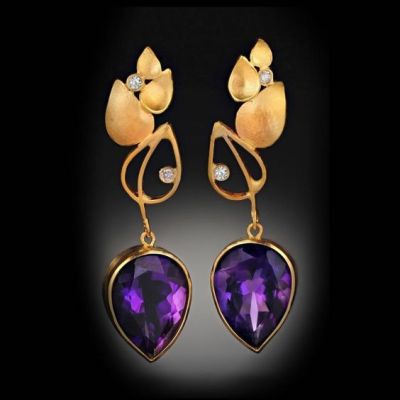 Rongyu Bohemian Exquisite Purple Crystal Earrings Korean Fashion Rose Earrings Ornament