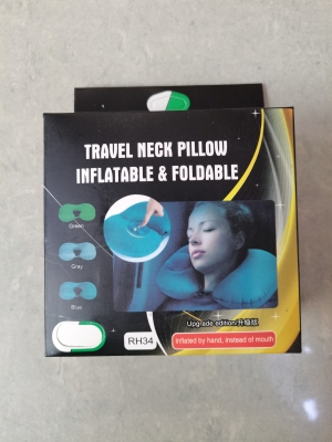 Automatic Pressing Inflatable Pillow Portable Inflatable Travel Pillow High-Speed Aircraft Inflatable Pillow Head Office Lunch Break Pillow