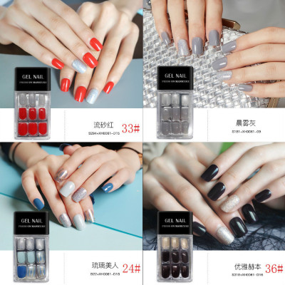 Acrylic Boxed 30 Pieces Finished Nail Beauty Internet Celebrity Fake Nails Wear Nail Metal Nail Belt Kit in Stock