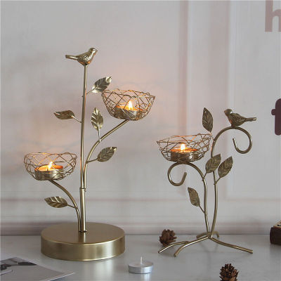 Nordic Wrought Iron Golden Bird Aromatherapy Candlestick Decoration Romantic Dining Table Top Decoration Candle Holder Small Ornament Wholesale