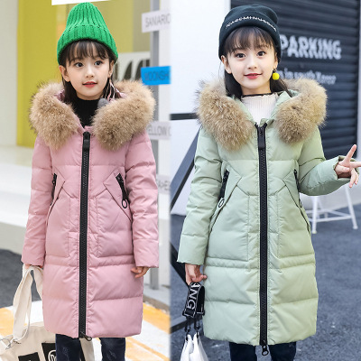 2020 of the New Children's down Jacket Girls' Mid-Length Thickened Korean Style Winter Female Teenager Clothing Thick Coat