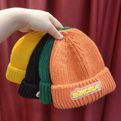 Winter Warm Knitted Hat Korean Style Fashionable All-Match Letter Wool Cap Bag Cap Beanie Hat Cute Couples' Cap