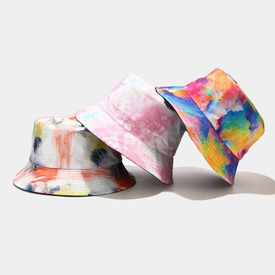 European and American New 3D Printing Pattern Bucket Hat Tie-Dyed Double-Sided Wear Bucket Hat Men's and Women's Summer Outdoor Sun Protection Sun Hat