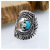 Rong Yuomei Alloy Ring Men Ornament Wholesale Vintage Turquoise Eagle Titanium Steel Ring Factory in Stock