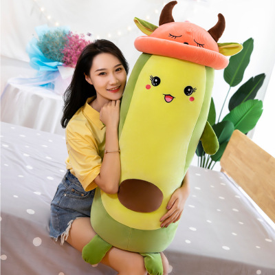 Factory Direct Sales Cute Avocado Pillow Plush Toy Wholesale Strip Ragdoll Doll Customized Girls' Gifts