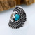 Rong Yuomei Alloy Ring Men Ornament Wholesale Vintage Turquoise Eagle Titanium Steel Ring Factory in Stock