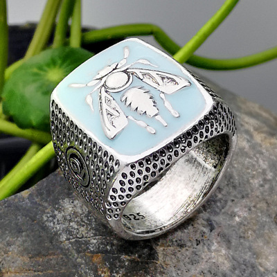 Rong Yu 2020 New Hot Sale Plated 925 Vintage Thai Silver Bee Ring Ethnic Style Handmade Distressed Hand Jewelry Wholesale