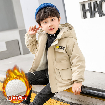 Boys Autumn Winter Cotton-Padded Coat 2020 Korean Version of the New Fashion Cotton Coat with Solid Color Cool and Wild Winter Coat One Piece Dropshipping