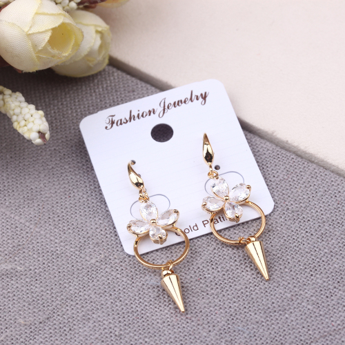 Boutique Ornament Korean Elegant Earrings Personality Geometry Pin Rhinestone Earrings Simple Long Ear Hook Earrings for Women