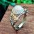 Rongyu Wish New Creative Branch Inlaid Perlite Ring European and American Fashion 14K Gold Plated Color Separation Ring