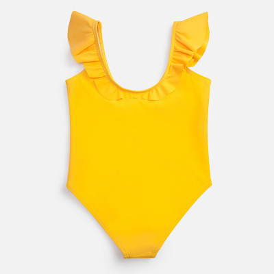 Fashion European and American Style Children's Swimsuit Girls New Yellow Medium and Large Girls One-Piece Bikini Foreign Trade Swimsuit