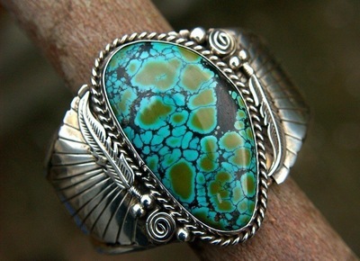 Rongyu EBay Hot Sale Turquoise Feather Ring European and American Retro Men and Women's Jewelry Ornament Gemstone Ring