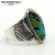 Rongyu EBay Hot Sale Turquoise Feather Ring European and American Retro Men and Women's Jewelry Ornament Gemstone Ring