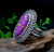 Rongyu Wish Hot Sale European And American Retro Purple Dragon Crystal Stone Ring 925 Thai Silver Purple Turquoise Lace Exaggerated Ring