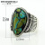 Rongyu EBay Hot Sale Turquoise Feather Ring European and American Retro Men and Women's Jewelry Ornament Gemstone Ring