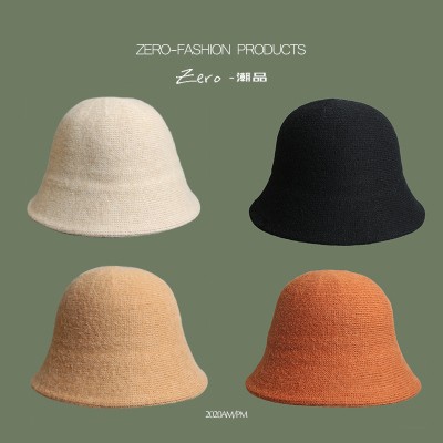 Bucket Hat Women's Solid Color Autumn and Winter Warm Bucket Hat Show Face Small Bucket Cap Thick Winter