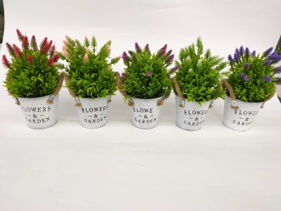 New Iron Bucket Lavender Artificial Flower Bonsai Living Room Decorations Plastic Flowers