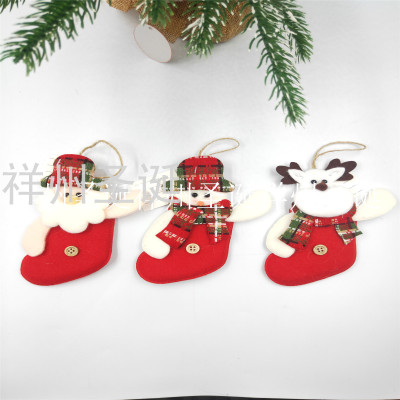 Factory Direct Sales Christmas Decoration Christmas Gift Christmas Tree Decoration Small Fabric Pendant Socks Shape
