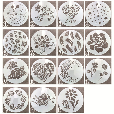 6-Inch round Cross-Border Supply Leaf Feather Pattern Hollow Mold Cake Baking Powdered Sugar Filter Graffiti Drawing