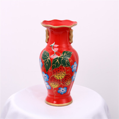 Ceramic Vase Chinese Red Ceramic Crafts Vase Chinese Wedding Wedding Living Room Decoration Home Decorations