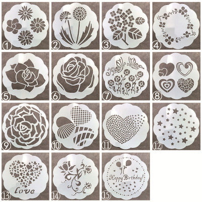 6-Inch round Lace Cross-Border Supply Pattern Love Rose Hollow Template Cake Baking Powdered Sugar Filter Graffiti DIY