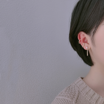 Ear Clip Korean Fashion Simple Bright Earrings Super Fairy Trendy Earrings Elegant Classic Style Micro-Inlaid Shiny Earrings