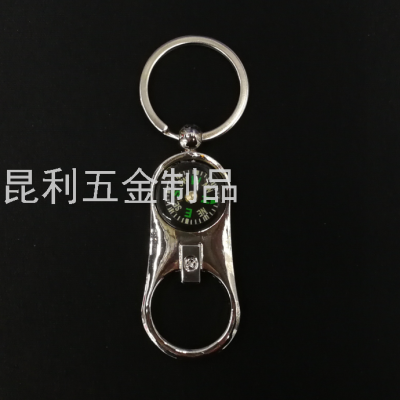 Metal Alloy Compass Thermometer Bottle Opener Beer Opener Cap Opener Keychain