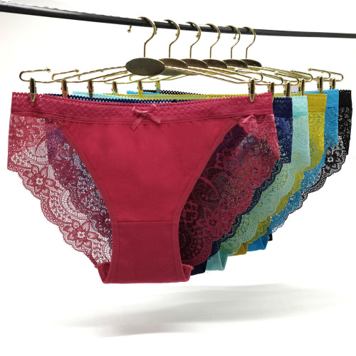 Factory Supply Yunmengni Women‘s Underwear Lace Hollow Foreign Trade Sexy Solid Color Women‘s Briefs Wholesale