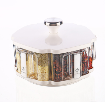 Rotating Seasoning Box Seasoning Jar Kitchen Salt Seasoning Storage 5 Grid Home Combination Set