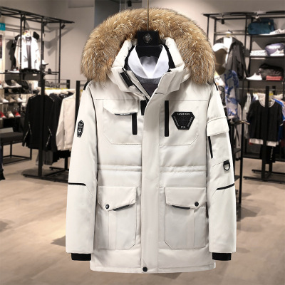 2020 New Men's down Jacket Mid-Length White Duck down Popular Handsome Workwear Winter Coat Fashion Brand Couple Coat