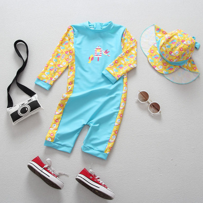 British One-Piece Swimsuit for Children Girls' Korean Style Baby Princess Swimsuit Girls' Children's Surfing Suit Sets