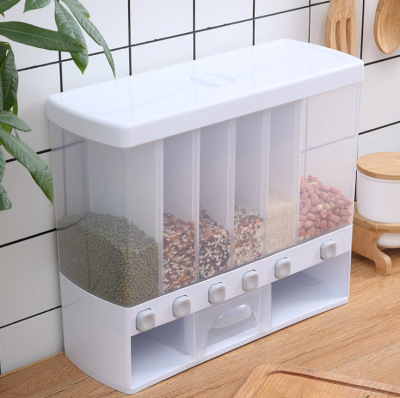 Household Moisture-Proof Insect-Proof Multifunctional Cereals Storage Bucket Sub-Format Design Plastic Press-Type Measuring Rice Bucket