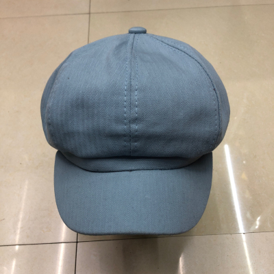 Spring Herringbone Thin Beret Octagonal Cap, Korean Casual Fashion All-Matching Peaked Cap Octagonal Cap.