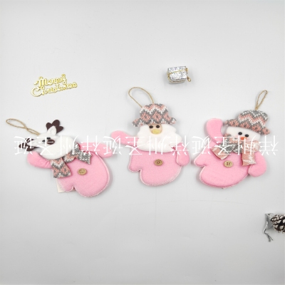 Factory Direct Sales Christmas Decoration Christmas Gift Christmas Pendant Small Fabric Pendant Pink Series