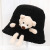 Cute Bear Doll Lambswool Bucket Hat Women's Winter New Cartoon Hat Solid Color Plush Bucket Hat Warm
