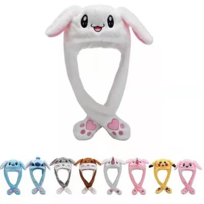 Douyin Online Influencer Same Style Luminous Rabbit Hat One Pinch Movable Ears Cartoon Rabbit Ear Hat Airbag Cute Plush
