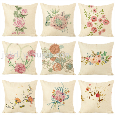 New Plain Linen Printed Pillowcase Sample Room Decoration Pillow Sofa Office Cushion Back Seat Cushion