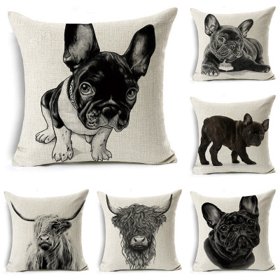 Cute Jarre Aero Bull Yak Animal Series Linen Pillow Cover Home Sofa Cushion Factory Wholesale
