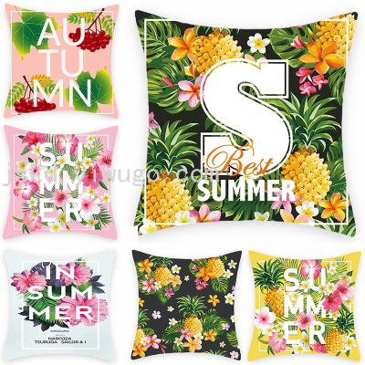 New Pineapple Fashion Letter Digital Printed Pillowcase Sofa Office Cushion Bedroom Bedside Open