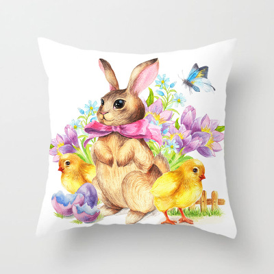 New Easter Cute Rabbit Egg Pattern Cushion Cover Special Holiday Decoration Living Room Sofa Pillow Cases