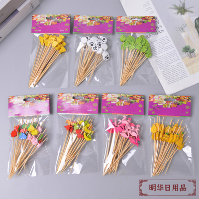 Fruit Label Decoration Disposable Strip Fruit Fork Home Kitchen KTV Bar Western Restaurant Fruit Toothpick Fruit Fork