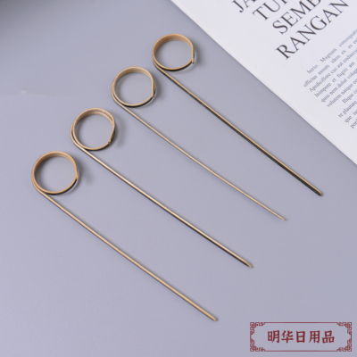 KTV Cocktail Hamburger Sandwich Decorative Art Bamboo Stick Disposable Fruit Toothpick Knotted Flower Section Scissors Stick