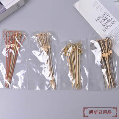 Disposable Fruit Toothpick Knotted Flower Section Scissors Stick KTV Cocktail Hamburger Sandwich Decorative Art Bamboo Stick