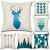 Exclusive for Cross-Border New Blue Color Nordic Style Geometric Linen Pillow Cover Elk Triangle Pattern Cushion Throw Pillowcase
