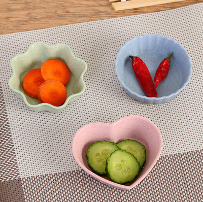 Household Kitchen Wheat Straw Seasoning Dish Creative Plastic round Pickles Saucer Tableware Sauce Dipping Snack Dish
