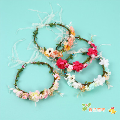 Mori Girl Artificial Flower Garland Rattan Bridal Flower Headdress Headdress Flower Headband Photo Hair Accessories