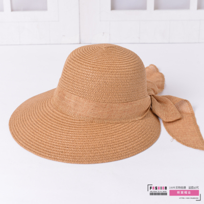 Women's Sun Hat Wide Brim Hat Beach Vacation Straw Hat Big Brim Bow Ribbon Fisherman Summer Sun Protection Sun Hat